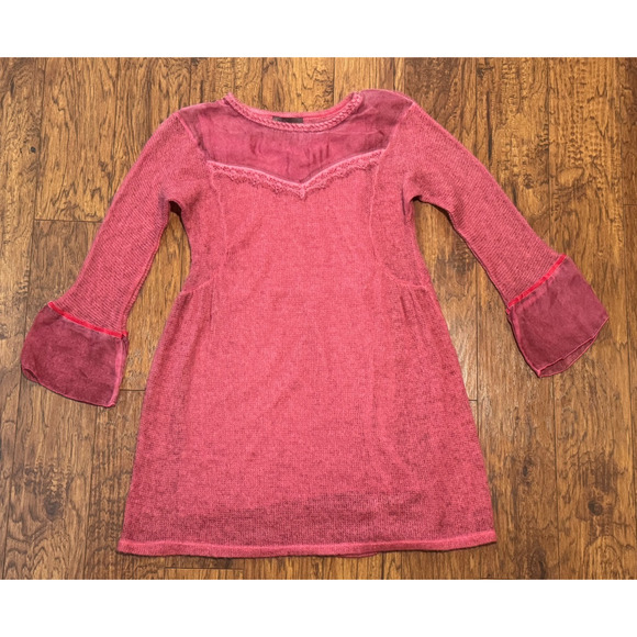 Lola Made in Italy Pink Boho Bohemian Long Bell Sleeve Peasant Dress - Size M/L - Picture 1 of 7